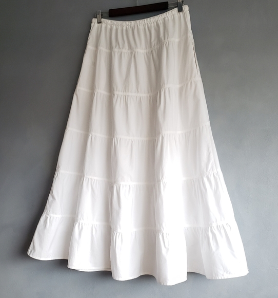 NWT JOIE LONG TIERED GATHERED WHITE SKIRT, SIZE L - Picture 5 of 12